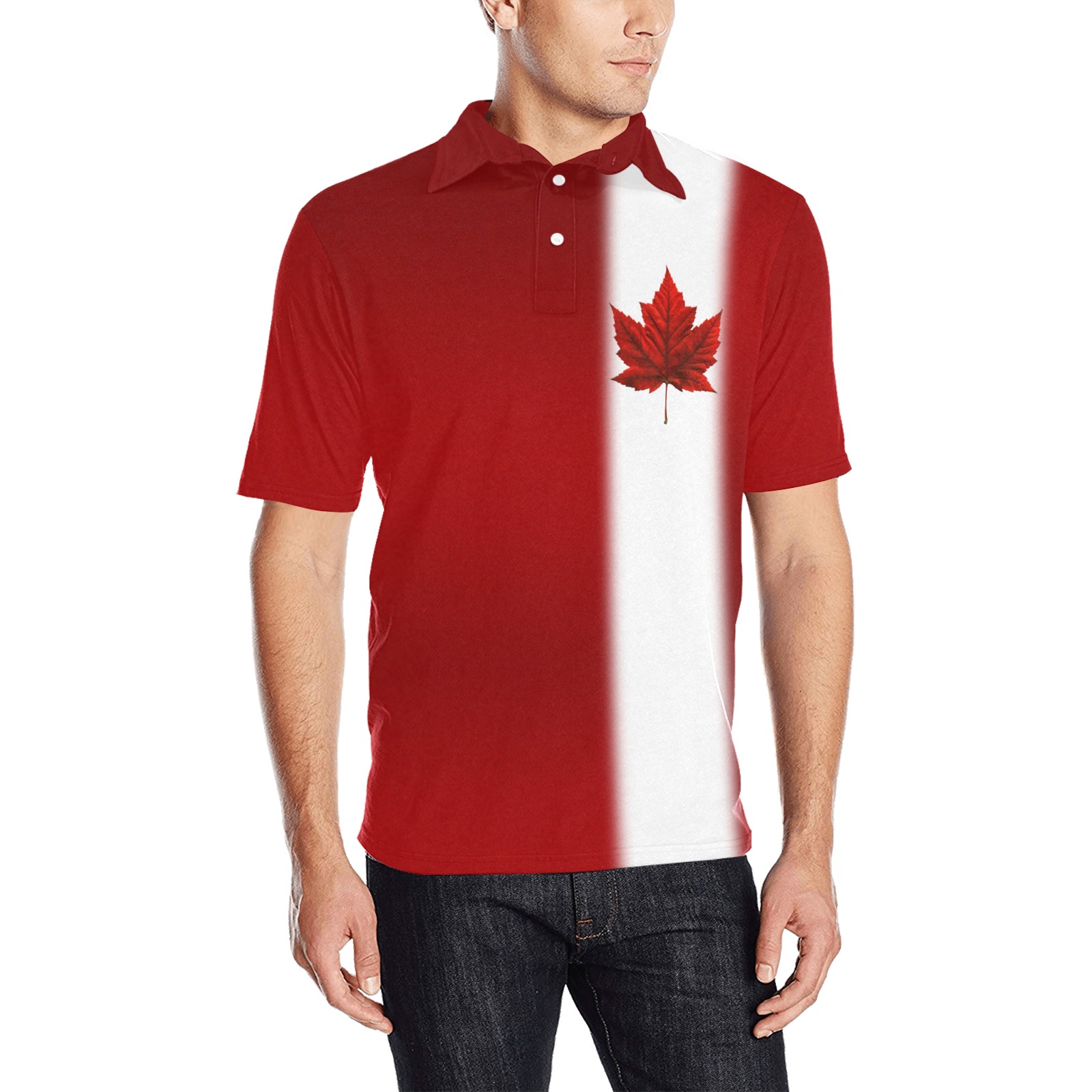 Canada Team Golf Shirts Men's All Over Print Polo Shirt (Model T55)