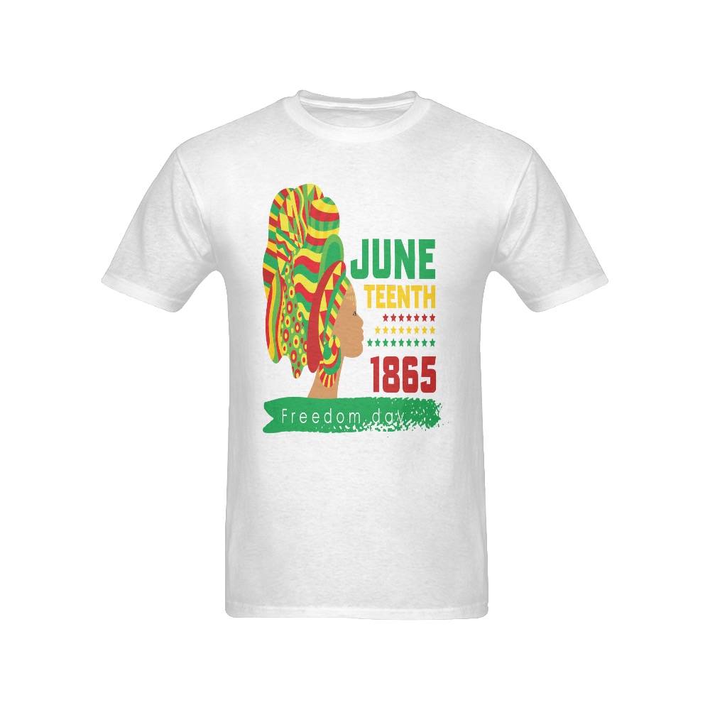 Juneteenth Afro Queen White Tee Men's T-Shirt in USA Size (Front Printing Only)