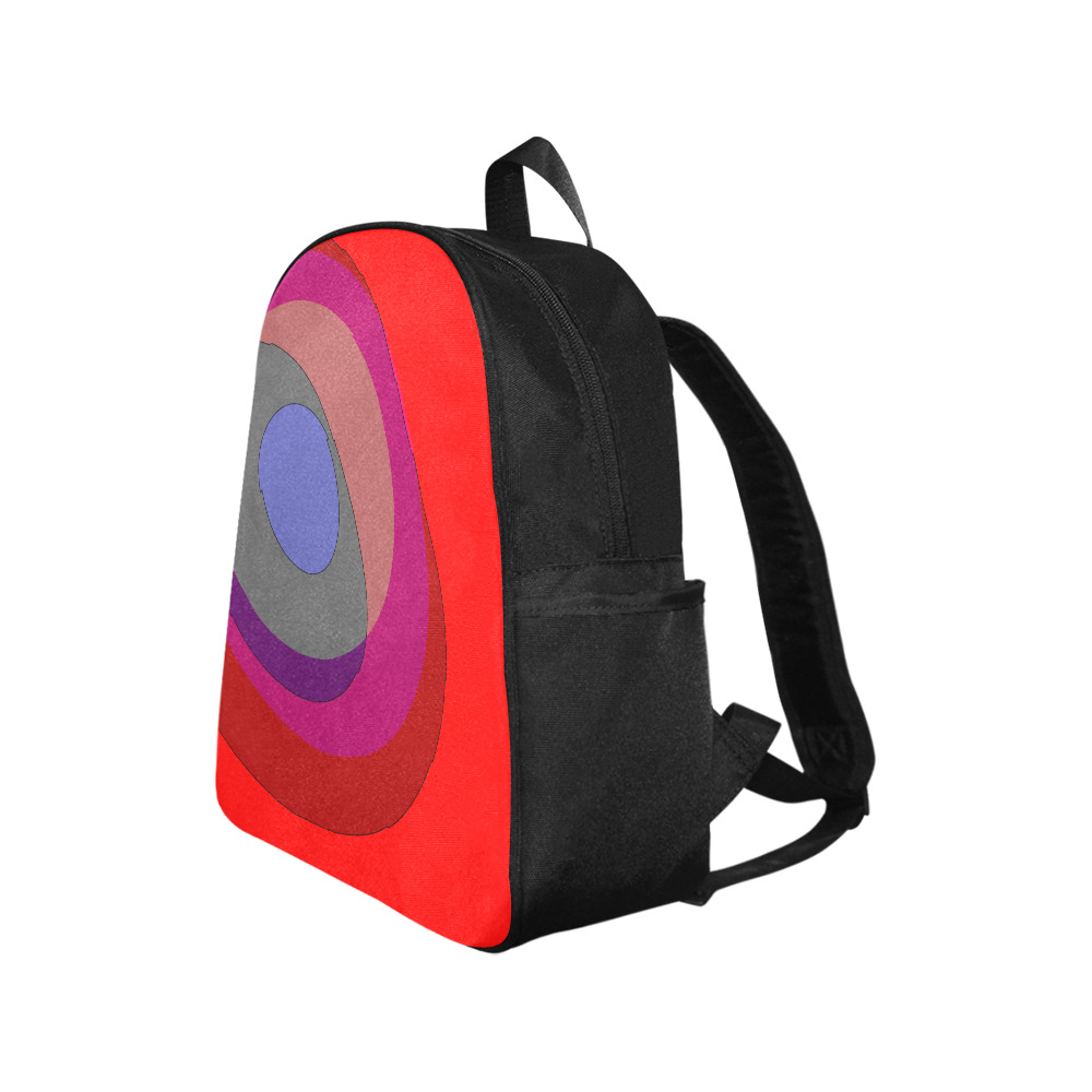 Red Abstract 714 Multi-Pocket Fabric Backpack (Model 1684)