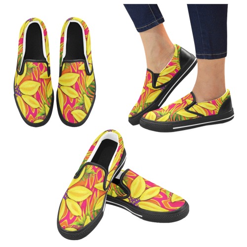 Tropical Fun Women's Unusual Slip-on Canvas Shoes (Model 019)