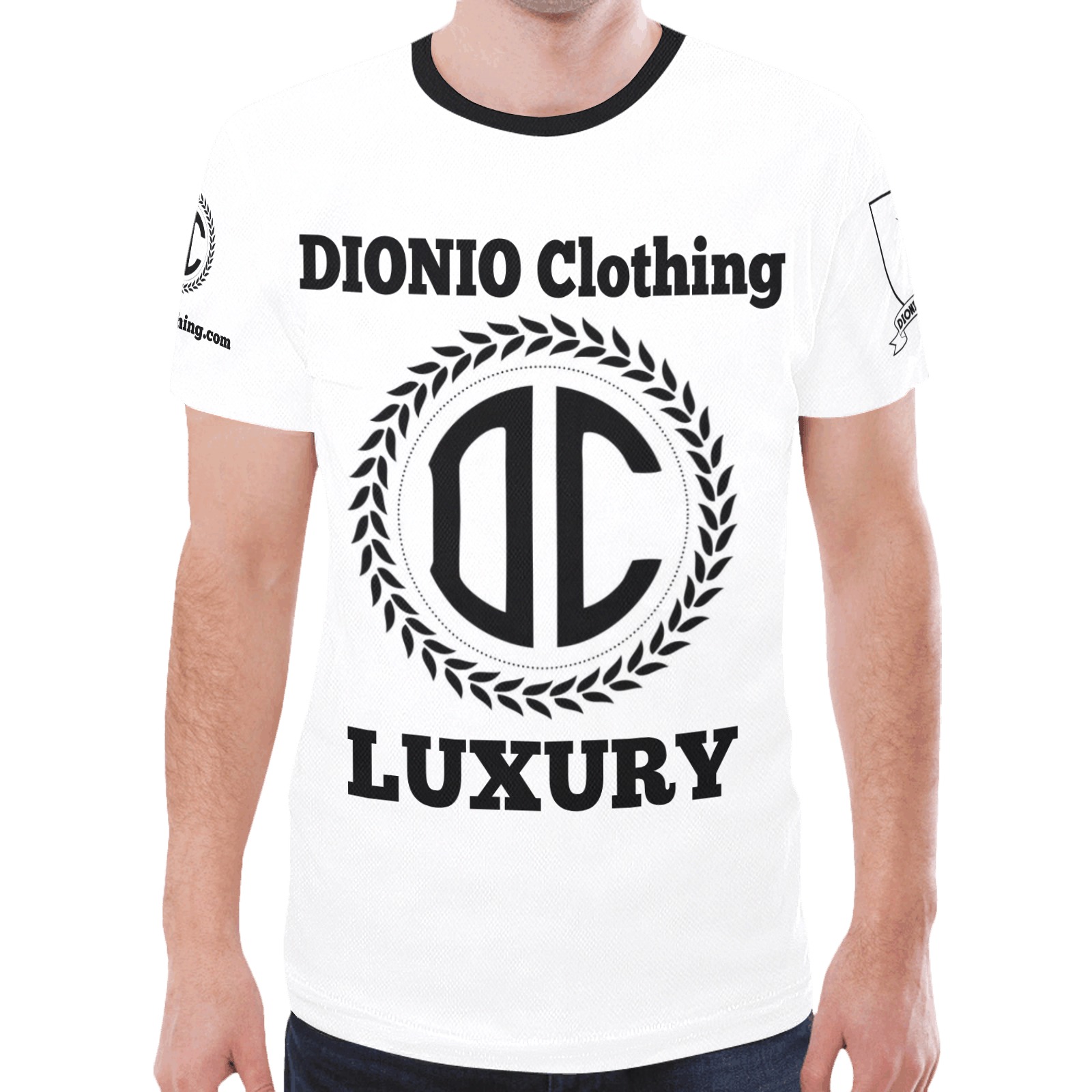 DIONIO Clothing - White & Black LUXURY Big Logo T-Shirt New All Over Print T-shirt for Men (Model T45)