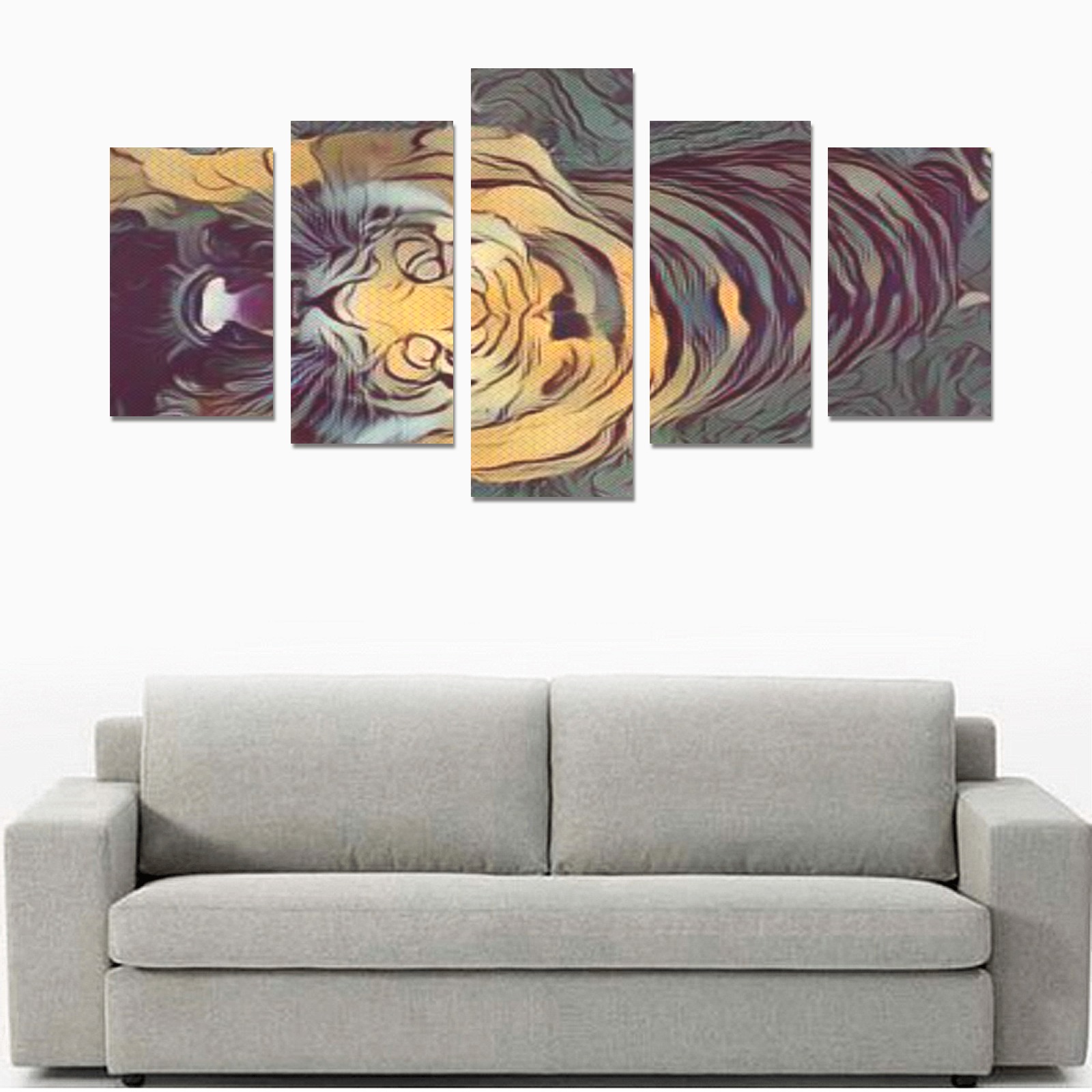 Tiger Color Painted Looking Up Canvas Print Sets C (No Frame)