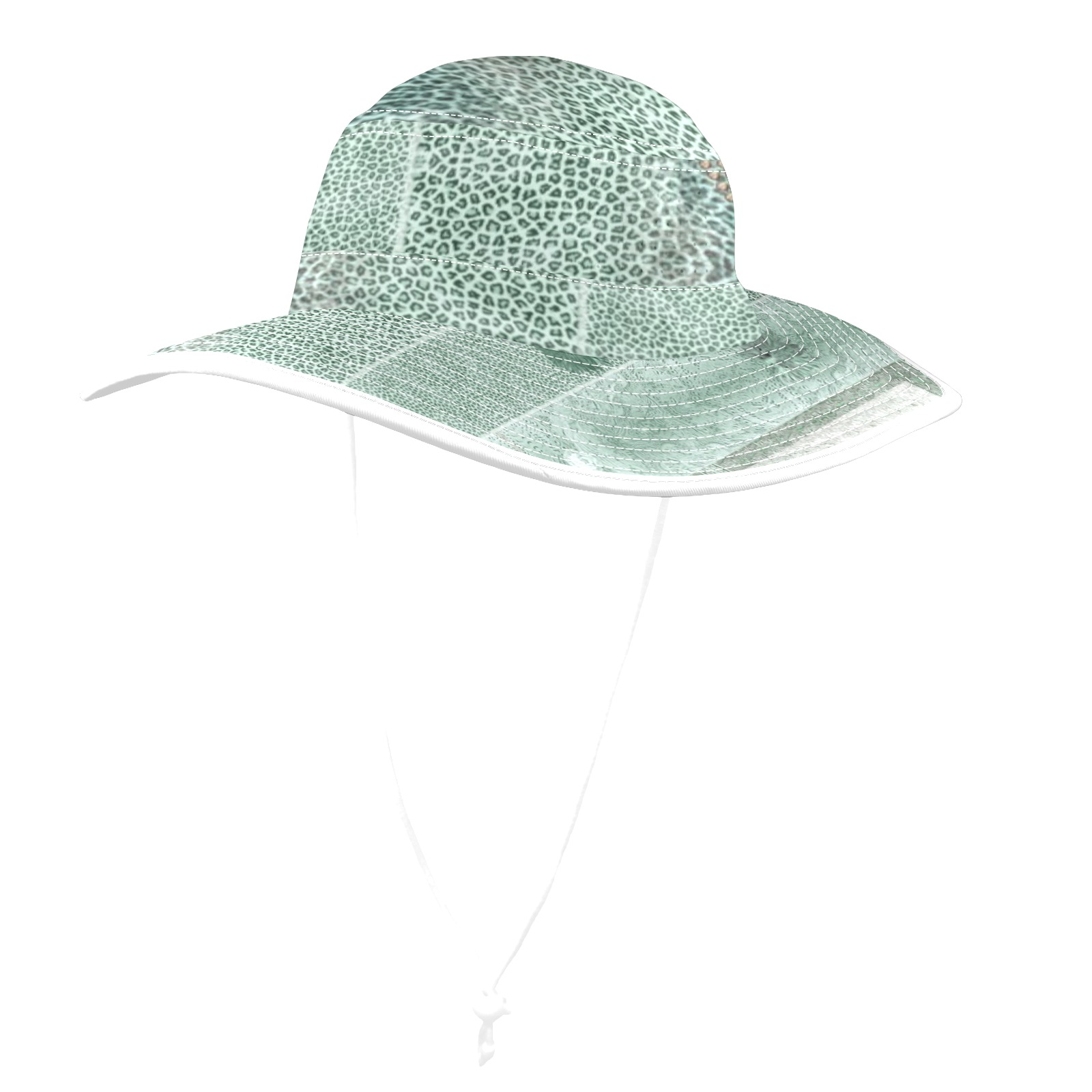 leopard design and feathers green Wide Brim Bucket Hat