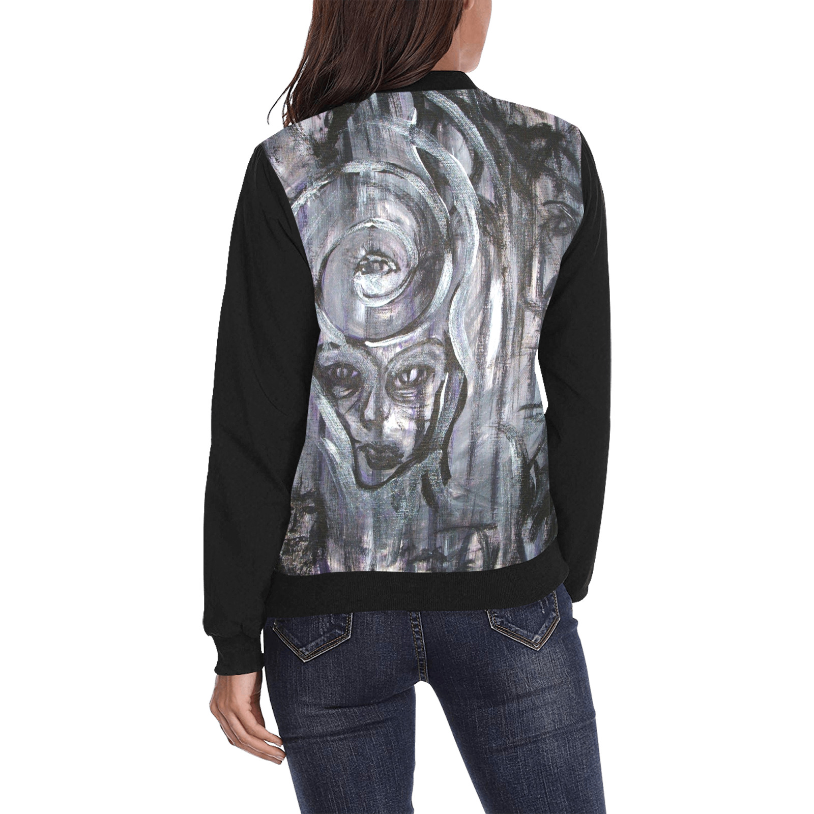 ASHES TO ASHES All Over Print Bomber Jacket for Women (Model H36)