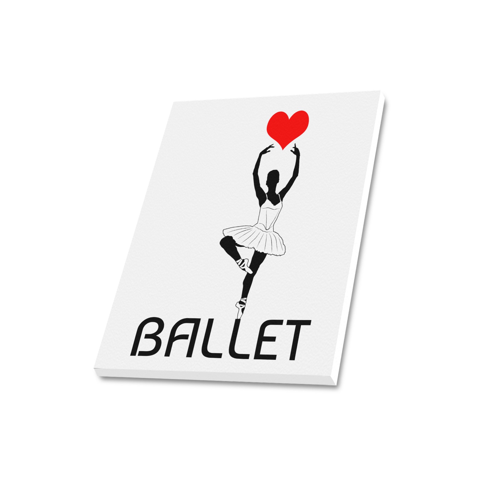 Ballerina Ballet Red Heart Beautiful Art Black Wow Upgraded Canvas Print 16"x20"