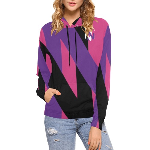 Hot Pink Stripe Hoodie Women All Over Print Hoodie for Women (USA Size) (Model H13)