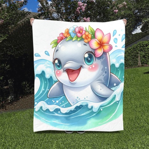 Watercolor Dolphin 1 Quilt 50"x60"