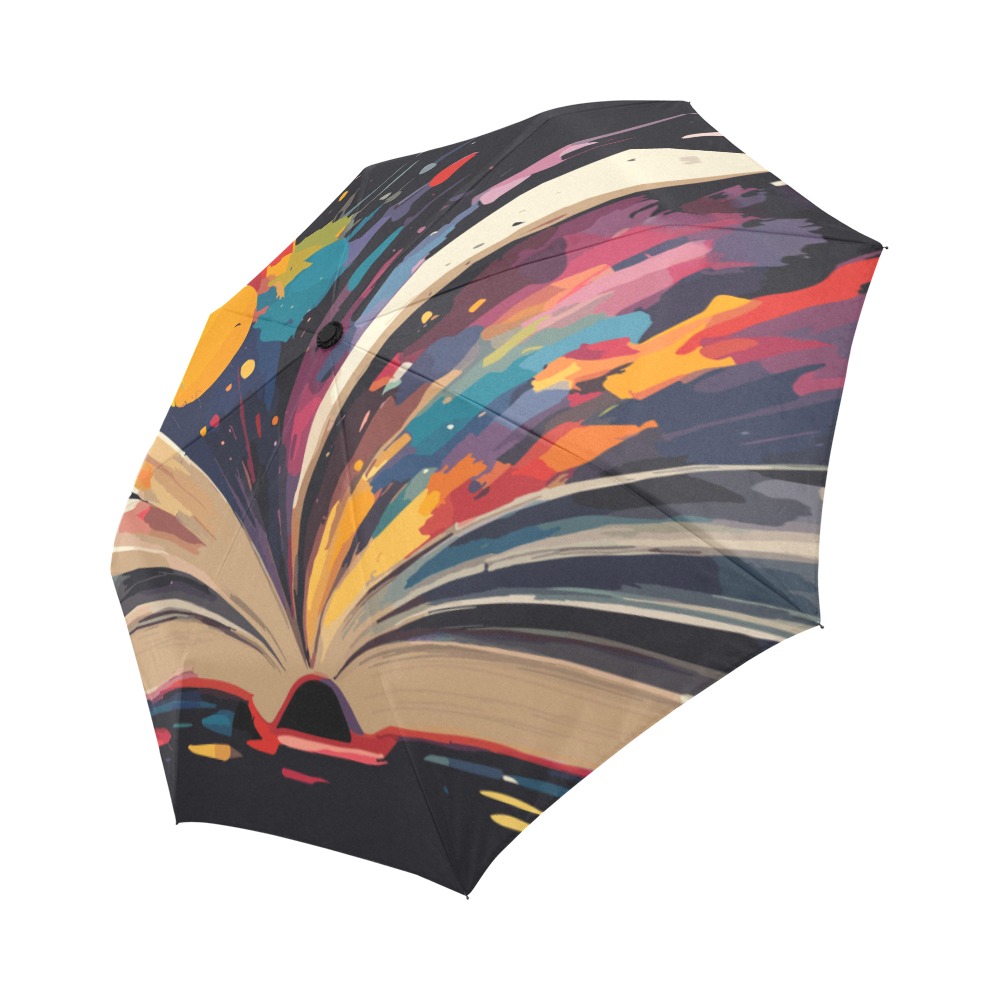 Reading creates knowledge abstract art on black Auto-Foldable Umbrella (Model U04)