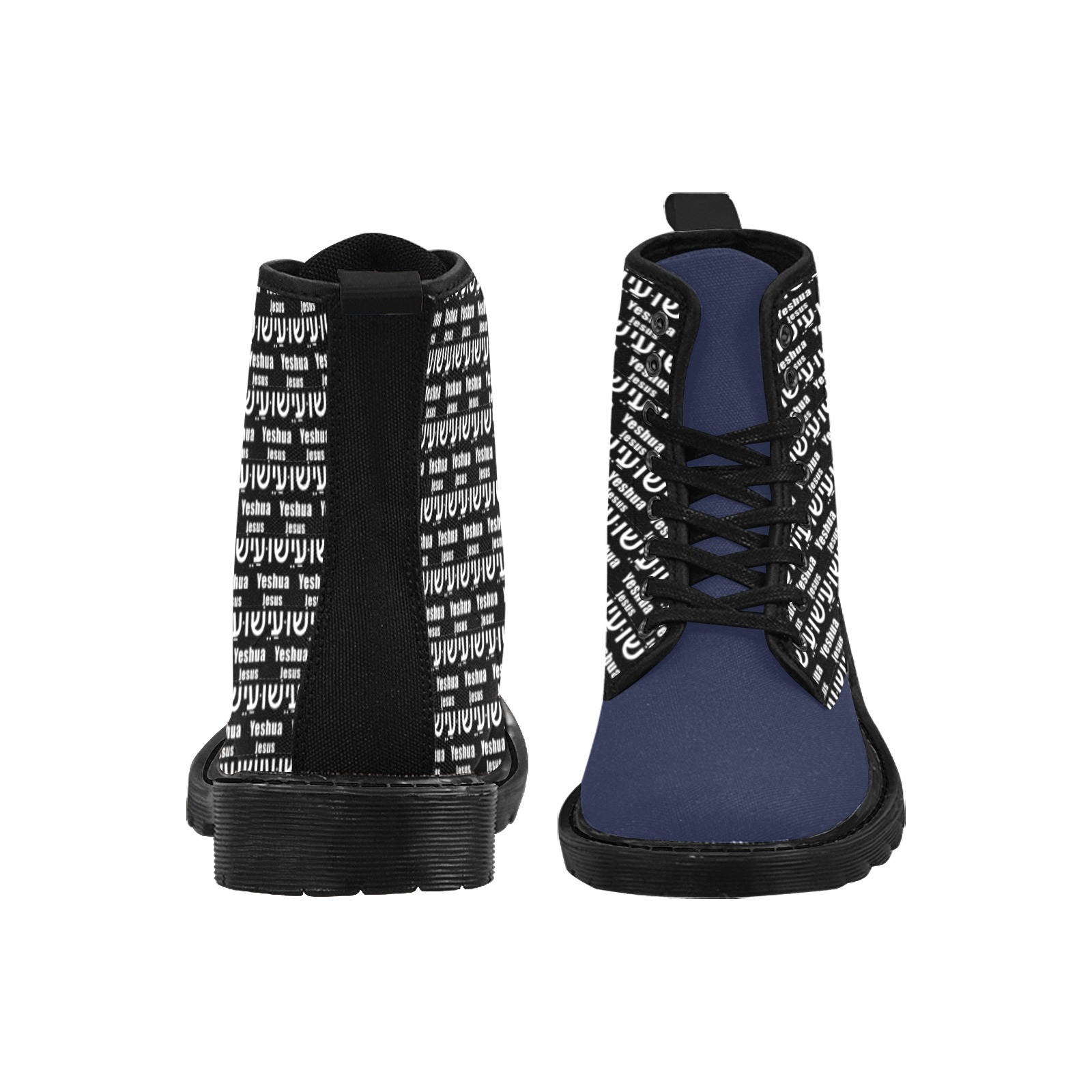 Yeshua Navy Top Boots Women Blk Bottom Martin Boots for Women (Black) (Model 1203H)
