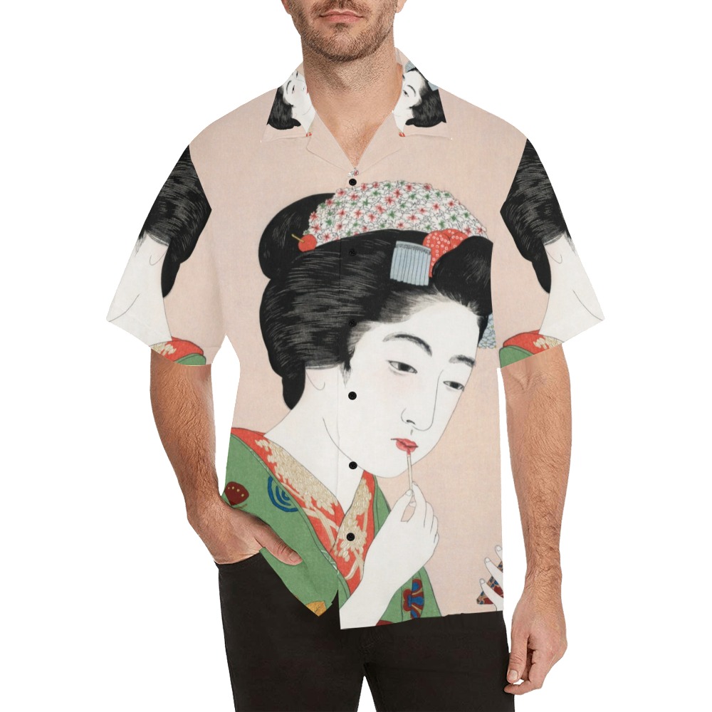 Geshia Woman Hawaiian Shirt with Merged Design (Model T58)