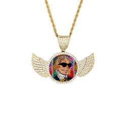 Karl Lagerfeld  Art by Nico Bielow Wings Gold Photo Pendant with Rope Chain