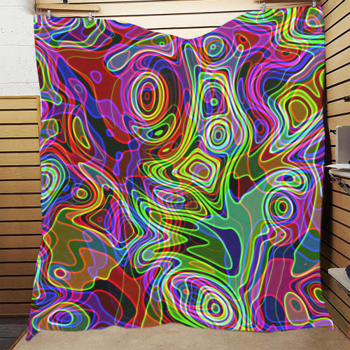 Abstract Retro Neon Pattern Background Design Quilt 60"x70"