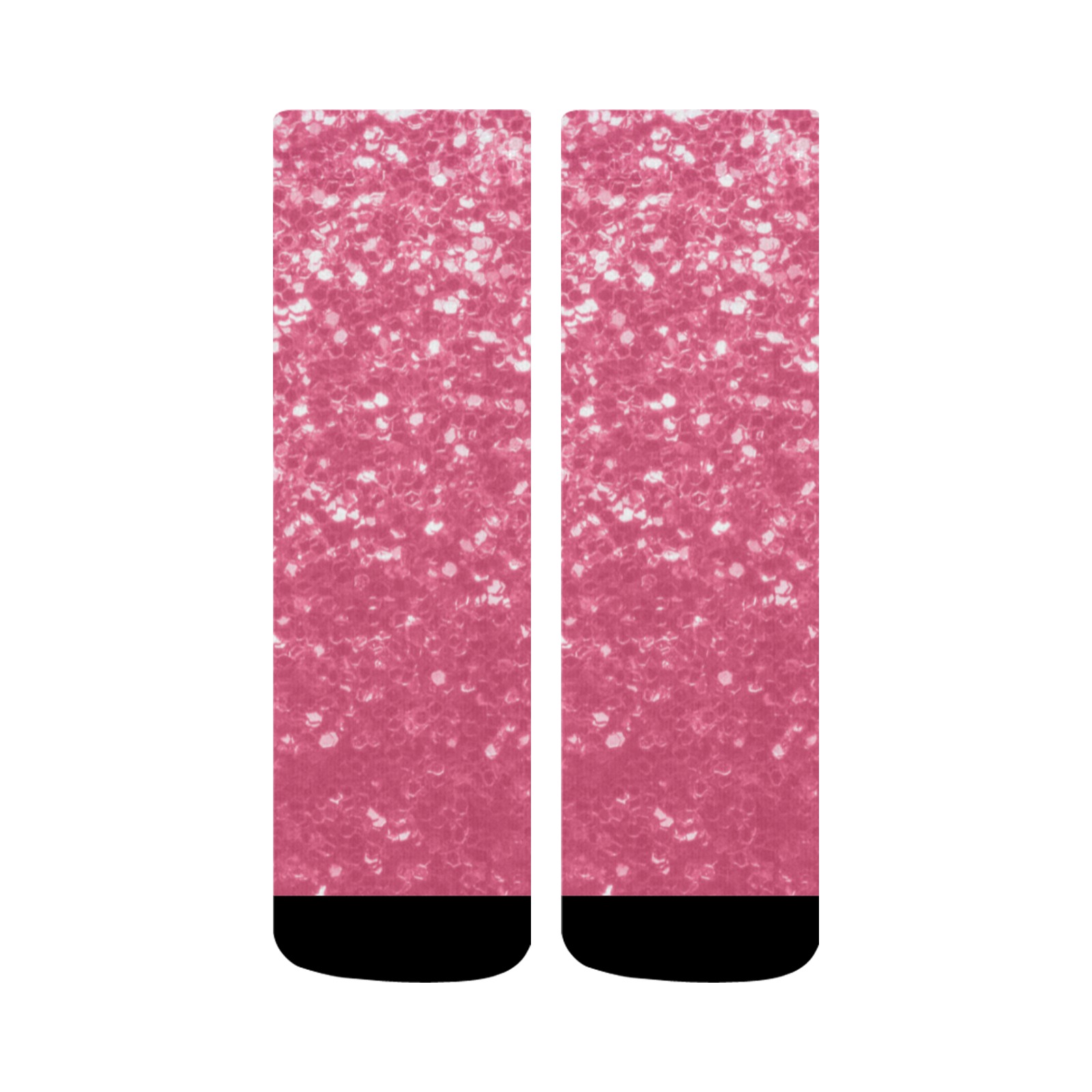 Magenta light pink red faux sparkles glitter Crew Socks