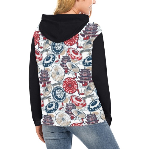 UMBRELLA 0004 All Over Print Hoodie for Women (USA Size) (Model H13)