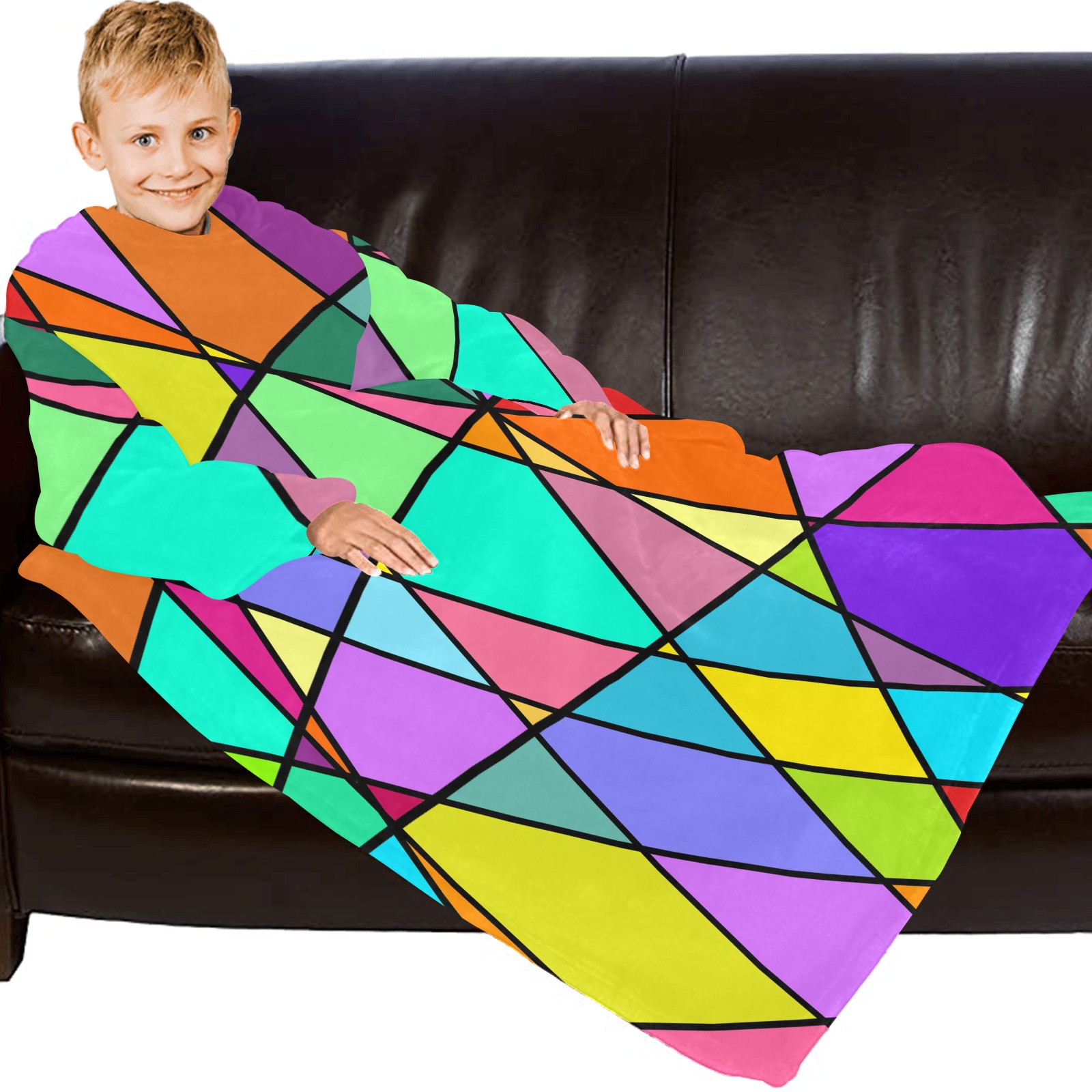 fractured glass Blanket Robe with Sleeves for Kids