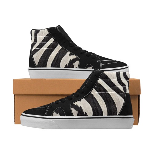 zebra print 5, black and white Men's High Top Skateboarding Shoes (Model E001-1)