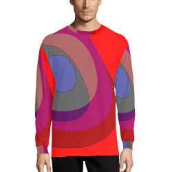 Red Abstract 714 Men's Pajama Top with Custom Cuff