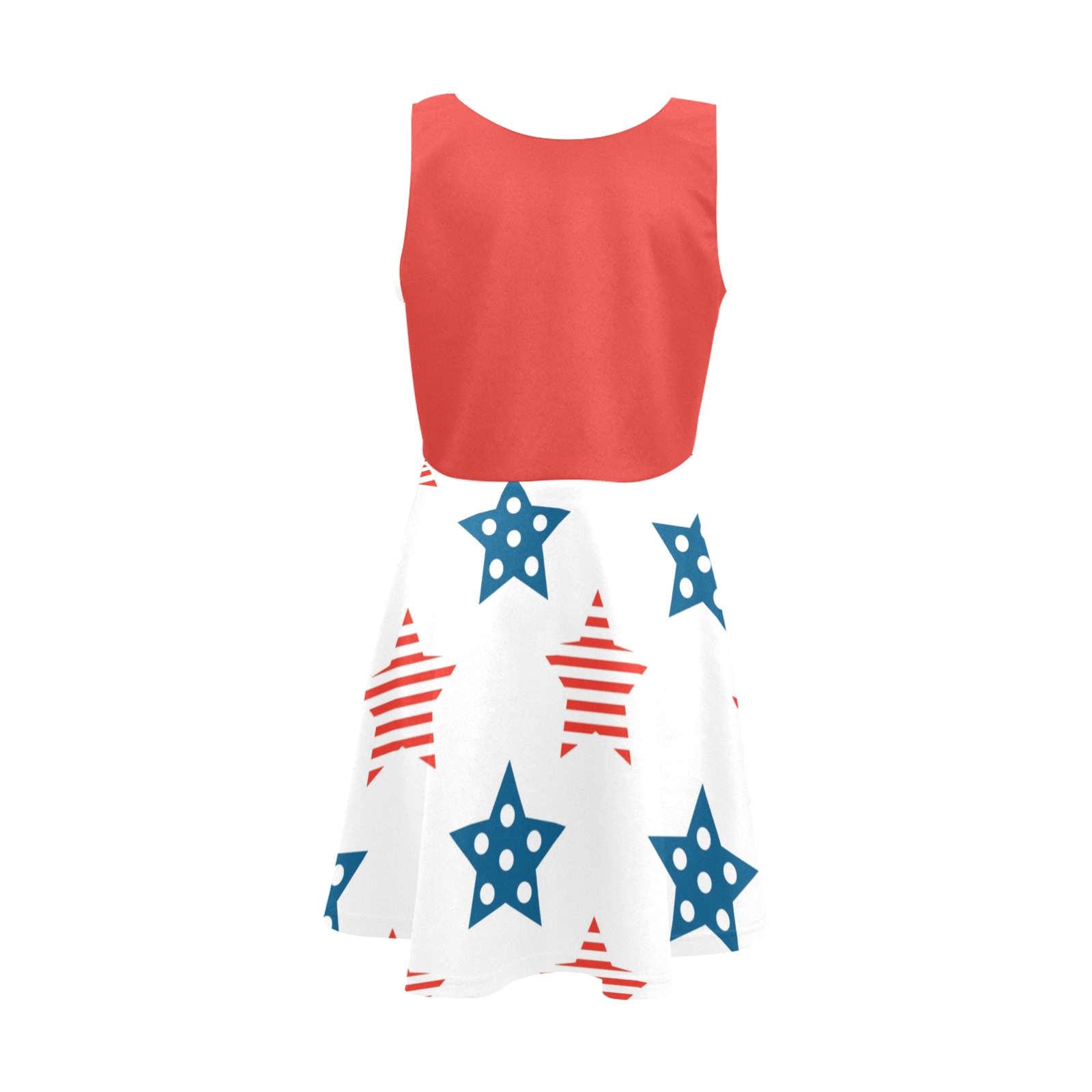 Stars and Stripes - Red Girls' Sleeveless Sundress (Model D56)