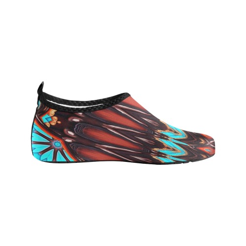 K172 Wood and Turquoise Abstract Kids' Slip-On Water Shoes (Model 056)