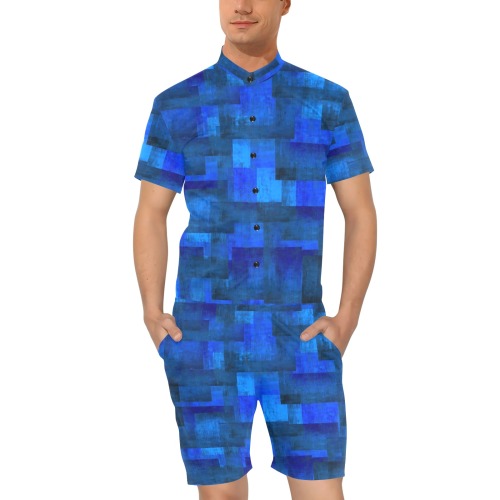 pixels2 night Men's Short Sleeve Jumpsuit