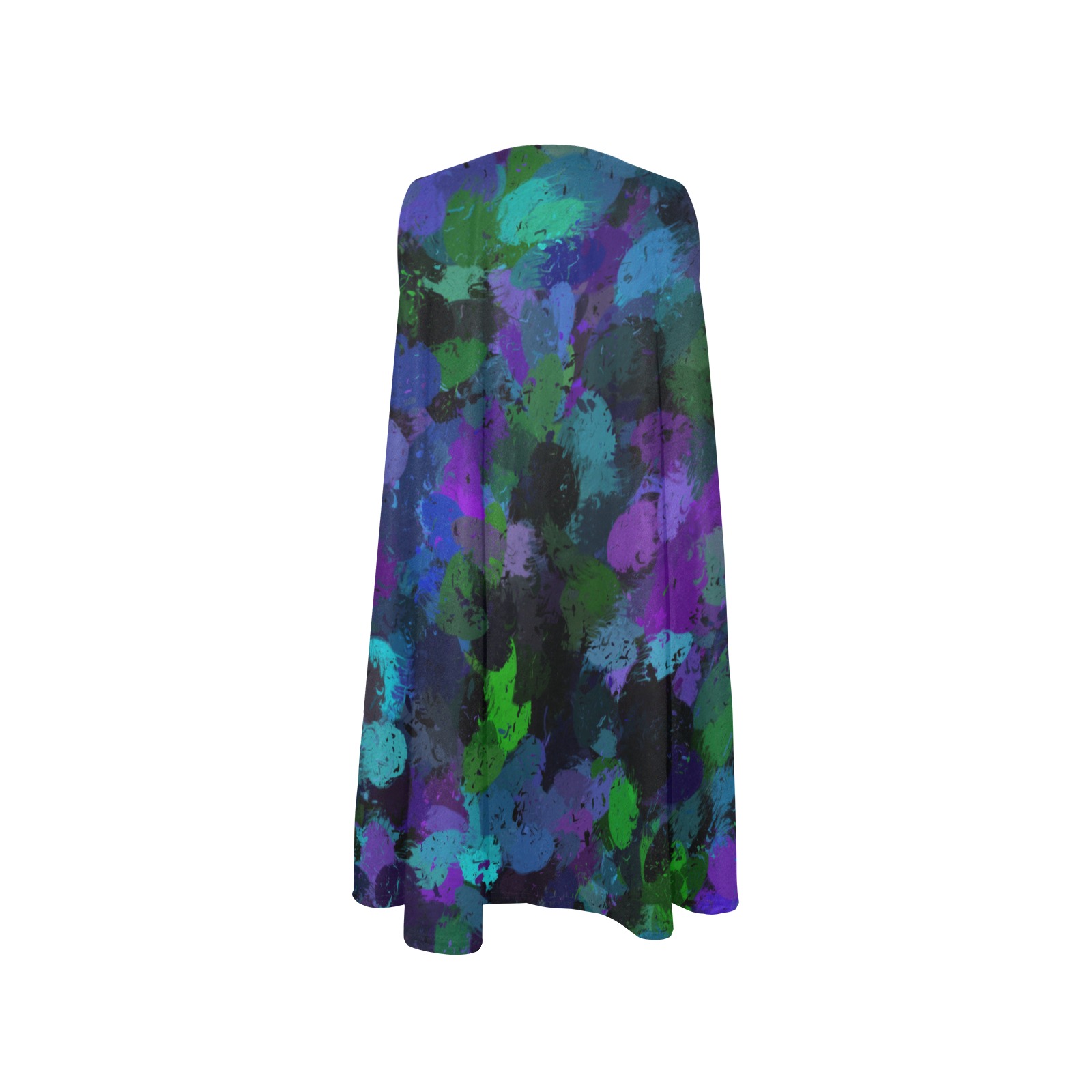 Purple, Black and Blue Abstract Sleeveless A-Line Pocket Dress (Model D57)