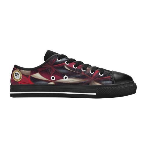 red, black and cream pattern Women's Classic Canvas Shoes (Model 018)