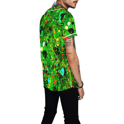 Green Abstract Art 409 All Over Print Baseball Jersey for Men (Model T50)