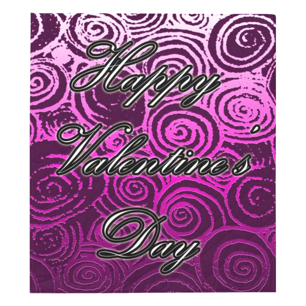 Happy Valentine's Day (Pink Swirls) Quilt 70"x80"