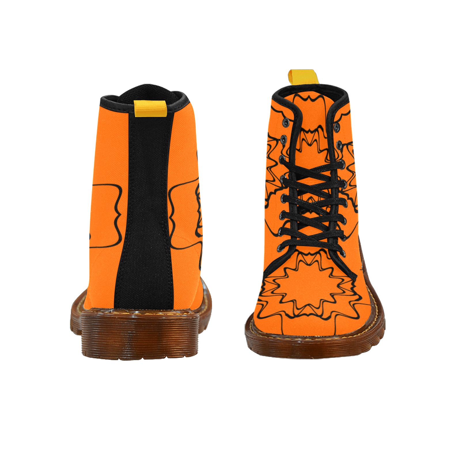 Black Interlocking Diamonds Starred orange Martin Boots For Men Model 1203H