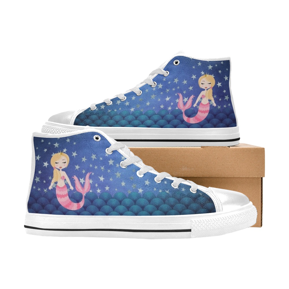 Mermaid Shoes #102 | High Top Canvas Shoes for Kid (Model 017)