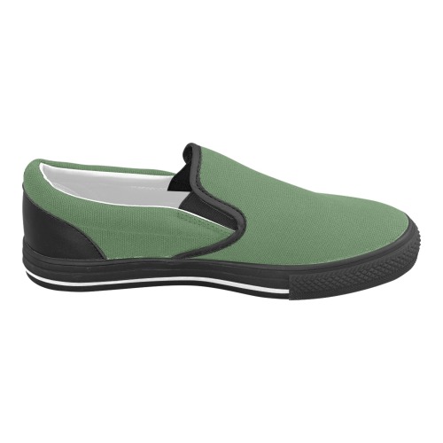 color artichoke green Men's Slip-on Canvas Shoes (Model 019)