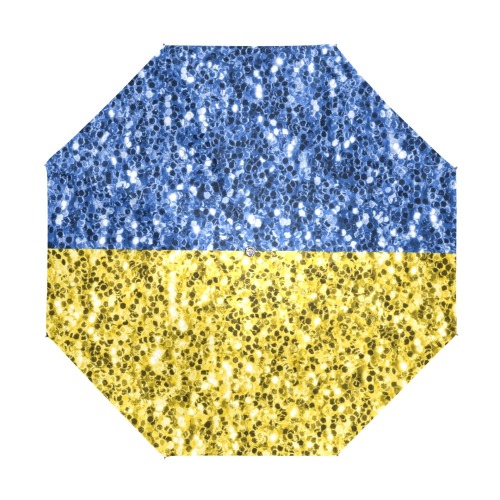 Blue yellow Ukraine flag glitter faux sparkles Anti-UV Foldable Umbrella (U08)