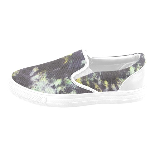 Green and black colorful marbling Women's Unusual Slip-on Canvas Shoes (Model 019)