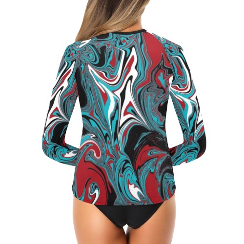 Dark Wave of Colors Women's Long Sleeve Swim Shirt (Model S39)