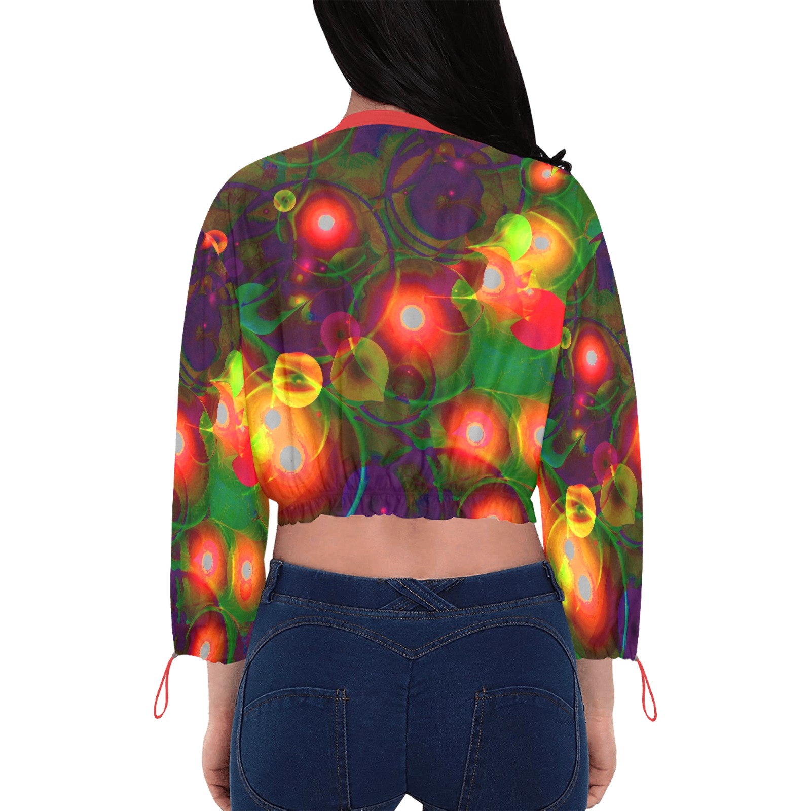 melting bubbles 2a Cropped Chiffon Jacket for Women (Model H30)