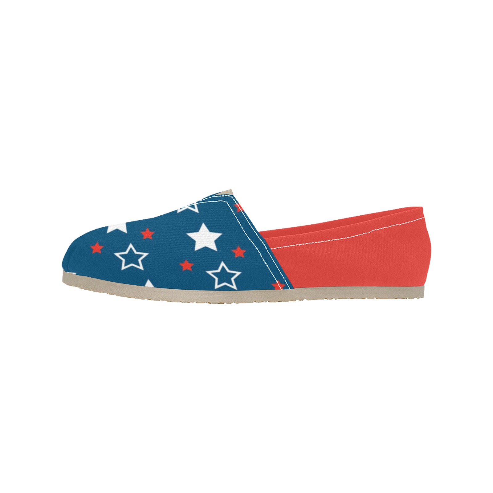 Red White and Blue Stars Women's Classic Canvas Slip-On (Model 1206)