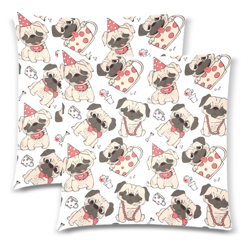 pugs (1) Custom Zippered Pillow Cases 18"x 18" (Twin Sides) (Set of 2)