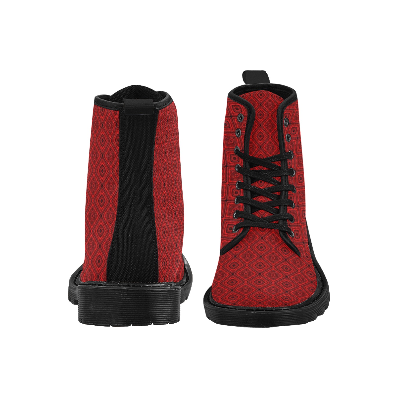 1 Red Diamond Pattern WB Martin Boots for Women (Black) (Model 1203H)