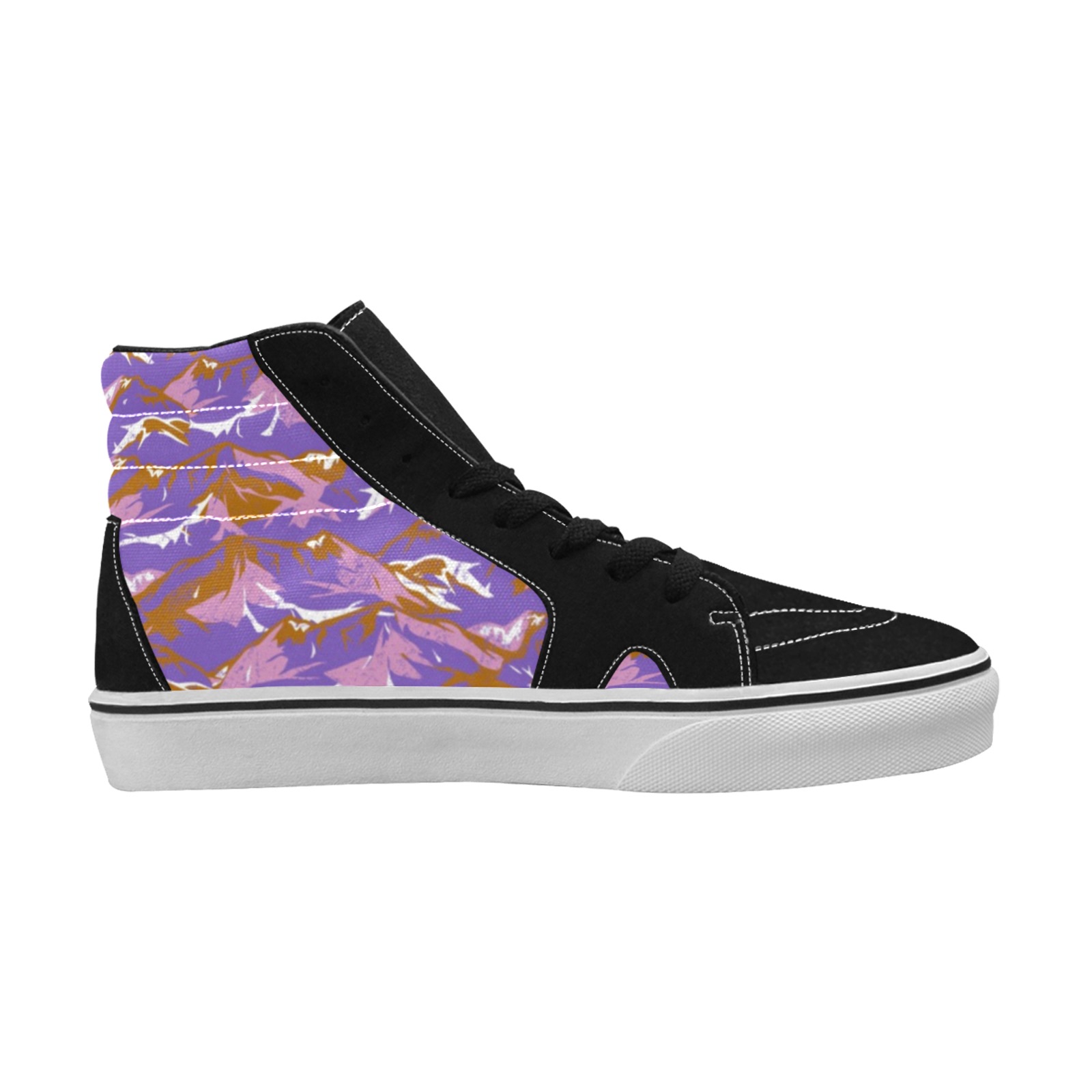 Modern lavender mountain camo Women's High Top Skateboarding Shoes (Model E001-1)