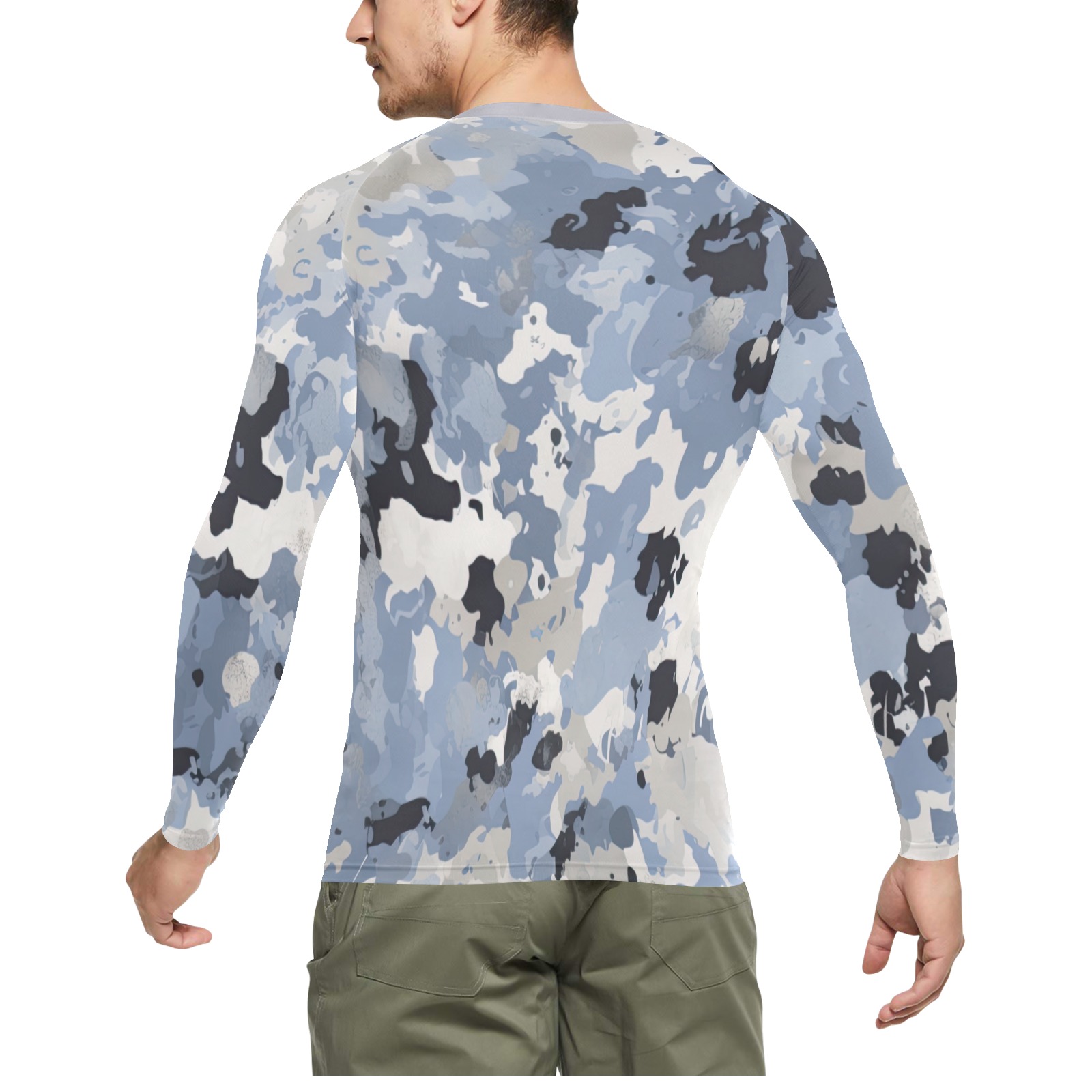 CG_camo_print_in_grey_blue_and_black_in_the_style_of_pointillis_dd2dd455-e628-447d-b69c-e71027b6f83a Men's Long Sleeve Swim Shirt (Model S39)