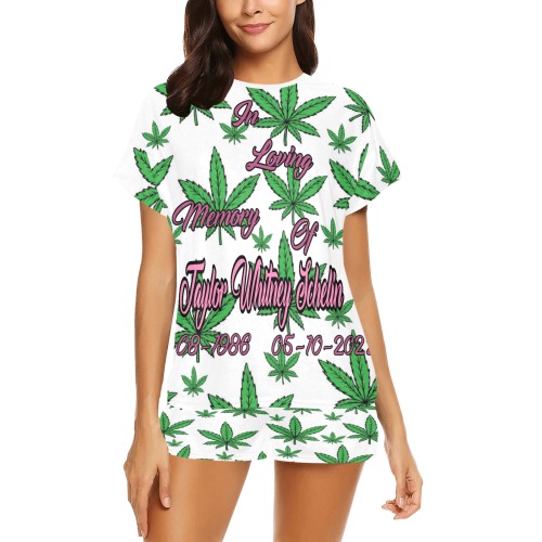 Marijuana leaves in memory of Taylor Women's Short Pajama Set