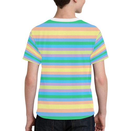 Blue Pink Yellow Green Stripes Kids' All Over Print T-shirt (Model T65)