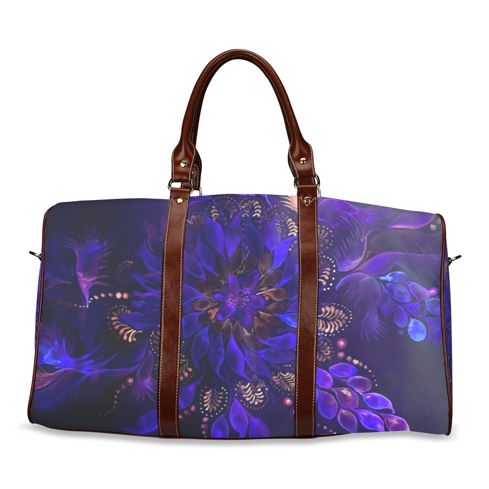 flower watercolor blue Waterproof Travel Bag/Large (Model 1639)