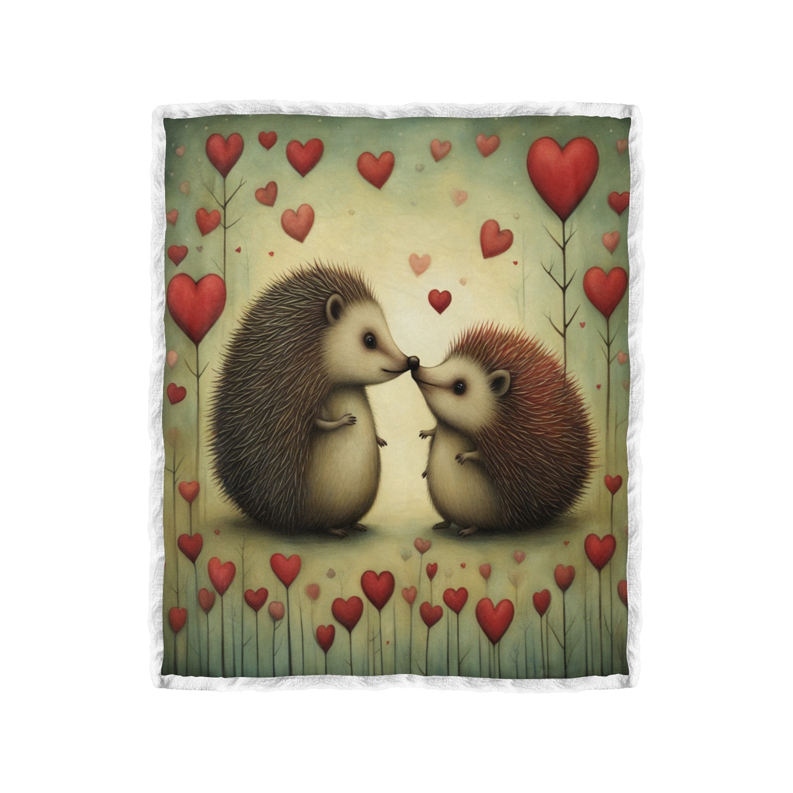 Hedgehog Love 1 Double Layer Short Plush Blanket 50"x60"