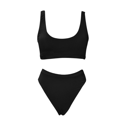 Black Beauty Sport Top & High-Waisted Bikini Swimsuit (Model S07)