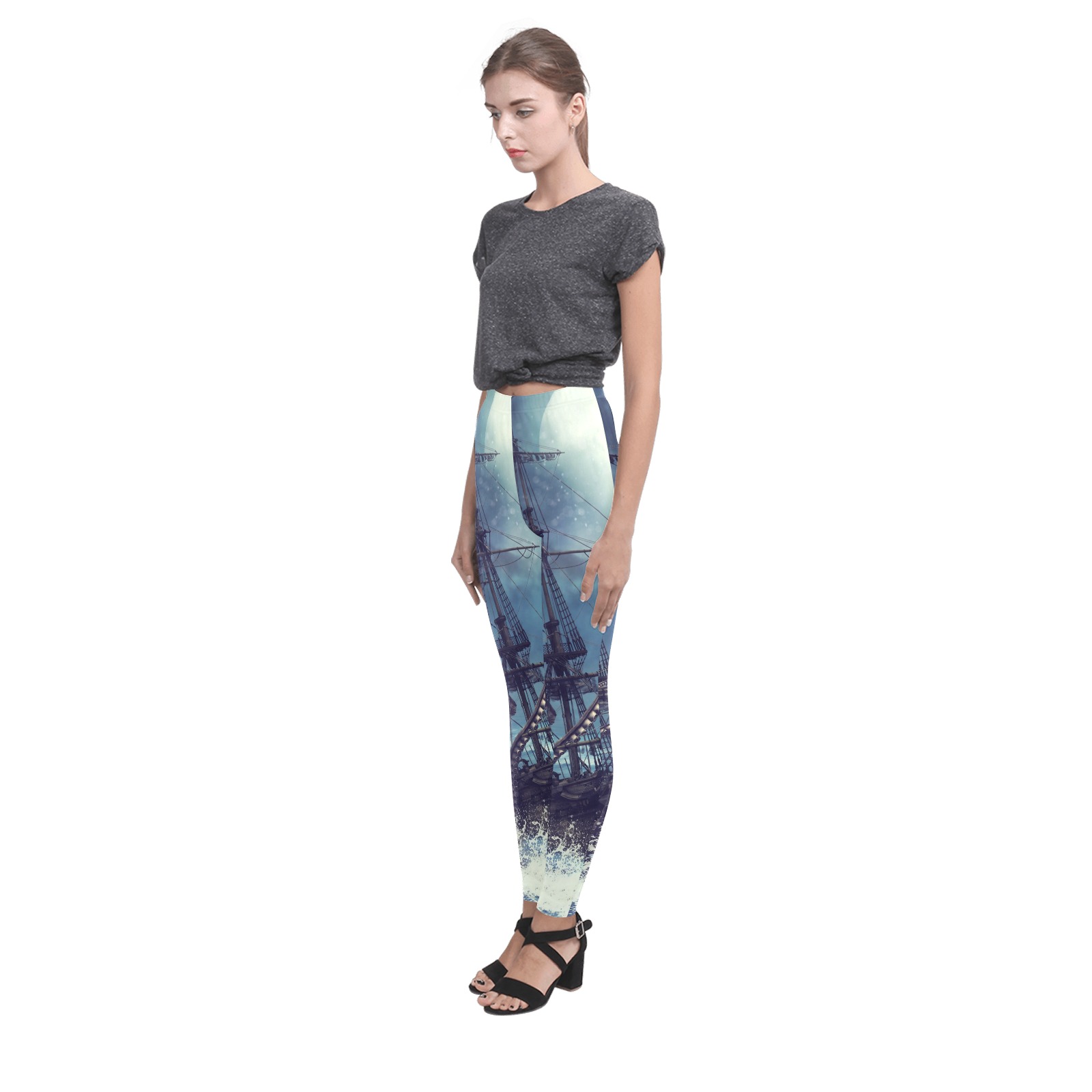 Sea Ocean Pirate Ship Leggings Cassandra Women's Leggings (Model L01)