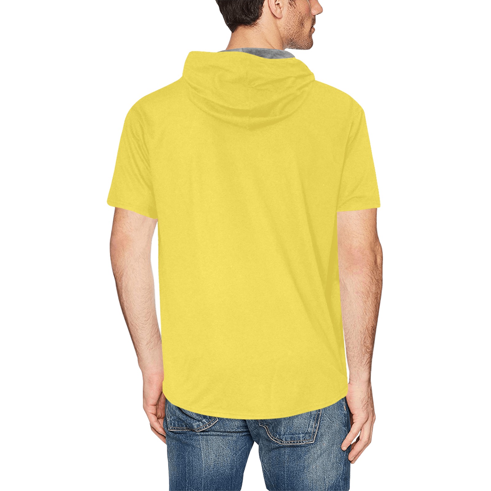 RR FUCK YOU Yellow All Over Print Short Sleeve Hoodie for Men (Model H32)