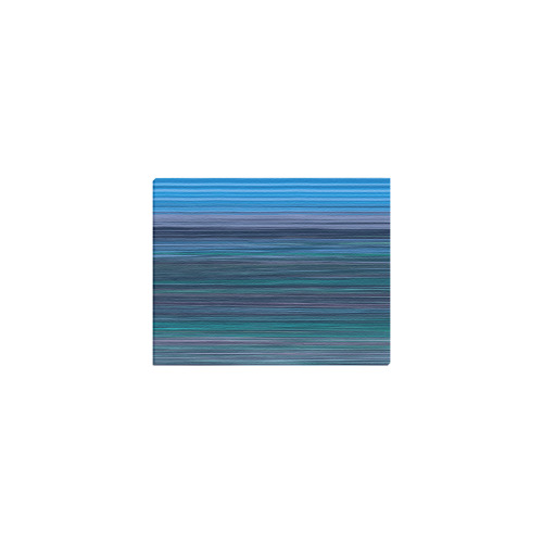 Abstract Blue Horizontal Stripes Frame Canvas Print 14"x11"