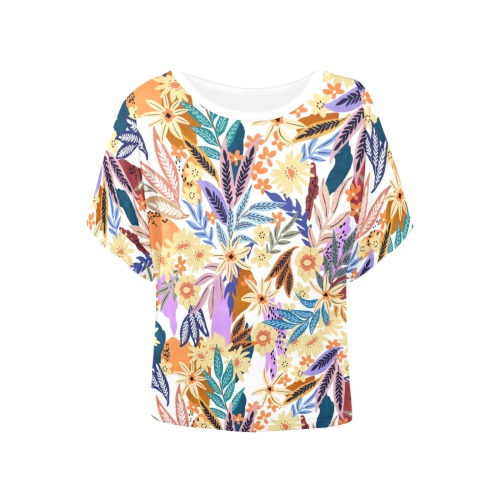 The vibrant colorful garden blooms Women's Batwing-Sleeved Blouse T shirt (Model T44)