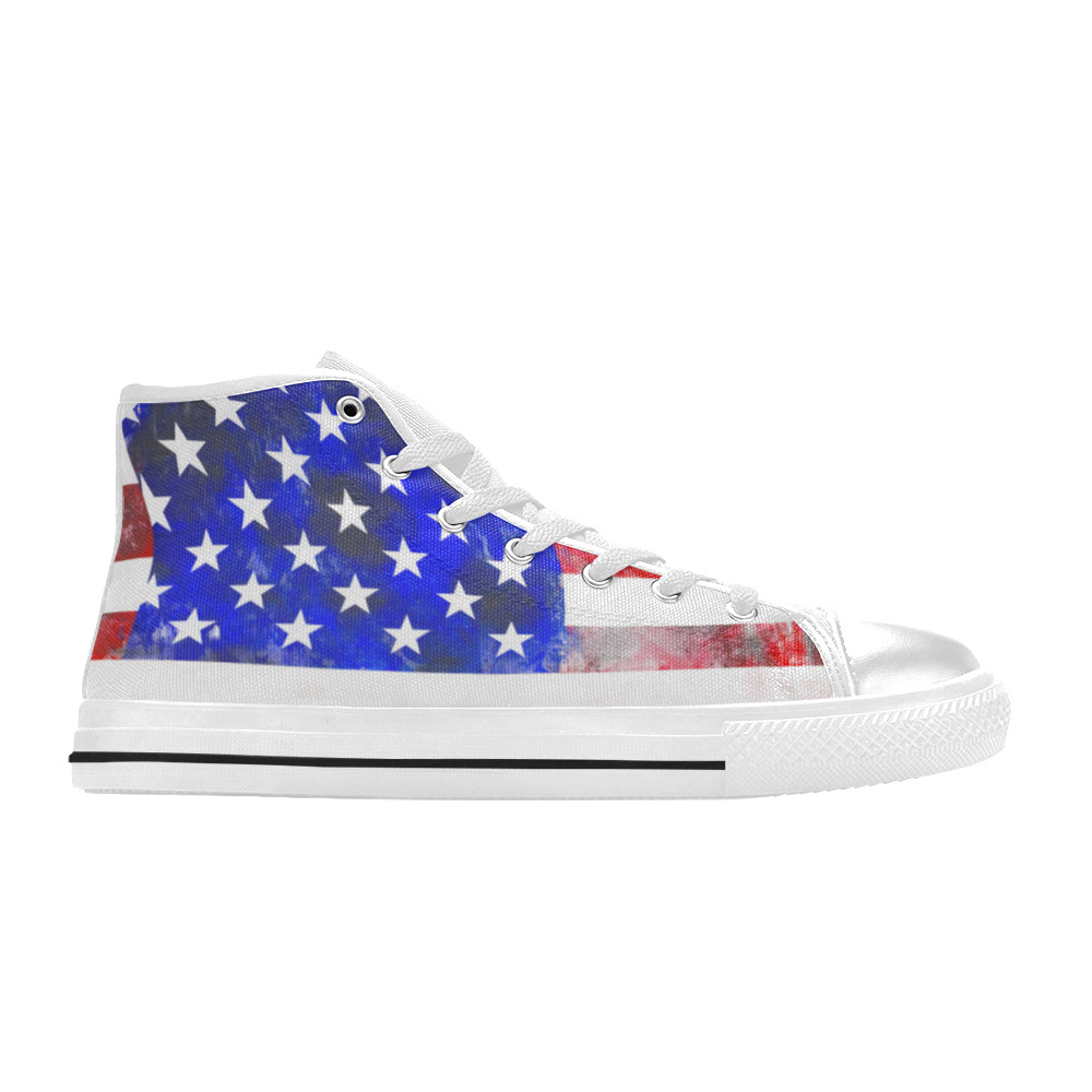 Extreme Grunge American Flag of the USA Men’s Classic High Top Canvas Shoes (Model 017)